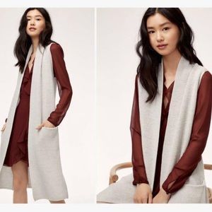 Aritzia Wilfred Olive Sleeveless 100% Wool Cardigan